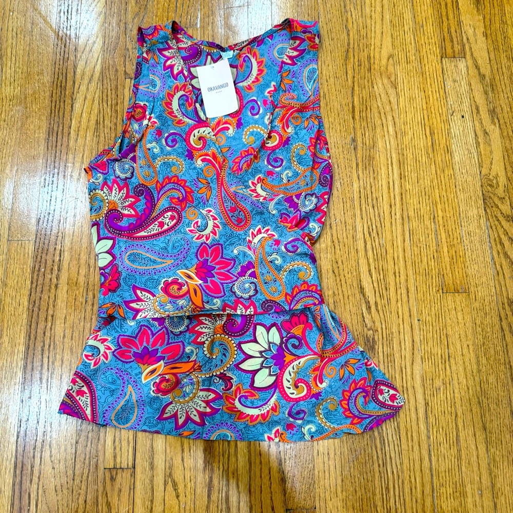 Silky faux wrap top